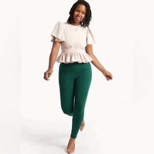 Betabrand Green Skinny Leg Yoga Dress Pants